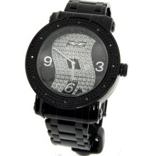 King Master Black Ionic Stainless Steel Band Diamond Men's Watch KM-56