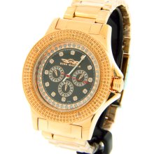 King Master Rose Gold-tone Stainless Steel Diamond Men's Watch KM-17