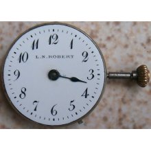 L.n. Robert Wristwatch Movement And Enamel Dial, 21 Mm. In Diameter, Balance Ok.
