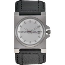 L002GICWRB Levis Ladies Silver Dial And Black Leather Strap Watch