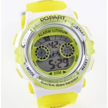 Ladies 50 M Swim Water Resistant Date Hour Clock Girl Yellow Watch E20310y