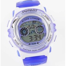 Ladies 50 M Swim Water Resistant Date Alarm Clock Girl Purple Watch E20310p