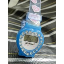 Ladies Blue Heart Pu Plastic Digital Wrist Watch Watches Water Resistant
