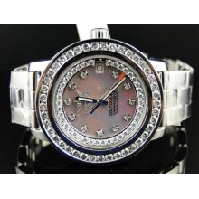 Ladies Breitling Aeromarine Pink Dial Colt Ocean Diamond Watch 3 Ct