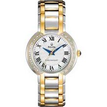 Ladies' Bulova Fairlawn Precisionist Diamond Accent Two-Tone Watch with Mother-of-Pearl Dial (Model: 98R161) bulova