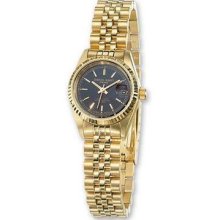 Ladies Charles Hubert 14k Gold-plated Stainless Black 25mm Dial Watch Xwa1816