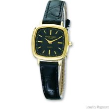 Ladies Charles Hubert Leather Gld-pltd Black Dial Retro 25mm Watch