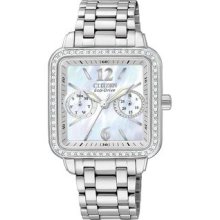 Ladies' Citizen Silhouette Crystal Bracelet Mother of Pearl Dial Watch
