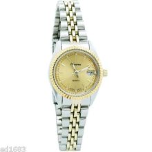 Ladies' Digital 2-tone Stainless Steel Wrist Watch W Japan Quartz Movement, Date