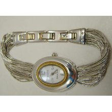 Ladies Ecclissi Watch 30 Strand Liquid Silver Band 925 Sterling Quartz Mop Dial