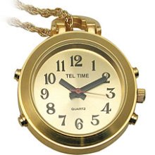 Ladies Gold Colored Tel Time Pendant Talking Watch with Golden Chain