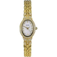 Ladies Stunning Sekonda Gold Plated Crystal Set White Pearl Dial Watch 4706 Rp50