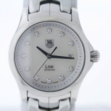 Ladies Tag Heuer Link Wjf1317 Fixed Bezel Mother Of Pearl Dial W/ Diamonds Watch