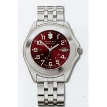 Large Red Dial Companion Stainless Steel Watch