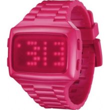 LED-PK-STP LED Unisex Digital Pink Dial And Pu Strap Watch