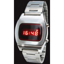 Led Watch 70s Mens Ss Style Chrome Retro Red Ladies Boys Digital