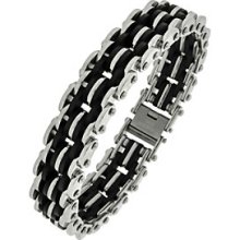 Link Bracelet with Rubber and Stainless Steel Men's