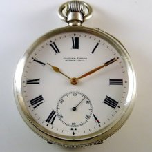 Longines Coin Edge Silver Pocket Watch Heavy Case Circa 1906 Perfect Enamel Dial