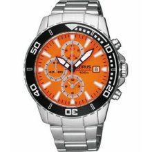 Lorus Chronograph Series Watch W/ Orange Dial