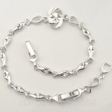 Lot 2104 mm unusual Men's Rare In 10k Real White Gold Filled bracelet b124