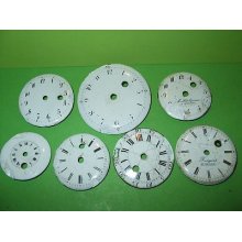Lot Of 7 Enamel Verge Fusee Dial C 1750-1850 For Restoration Spindeluhr