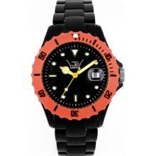 LTD-030508 LTD Watch Unisex Black Plastic Watch With Orange Bezel And ...
