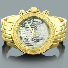 Luxurman White Black World Map Mens Diamond Watch 0.25ct