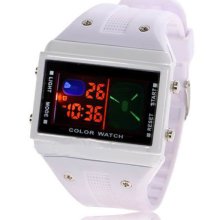Luxury Hours Analog And Digital Display Time Led Men's Quartz Watch Gift White