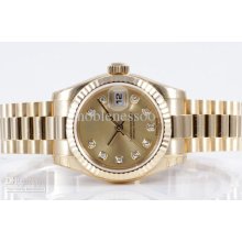 Luxury Lady 18k President Champagne Diamond Dial Automatic Watch Wom