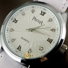 Luxury Quartz Clock Hours Analog Best Dial White Leather Wrist Watch Wt079