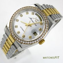 Luxury Series Crystal Two Tone S/steel Day/date Automatic Mechanical Men's Watch