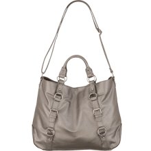 Maurices Metallic Buckle and Ring Crossbody Satchel Pewter