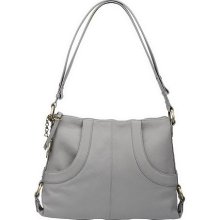 Maxx New York Pebble Leather Pocket Hobo w/ Strap Detail - Grey - One Size