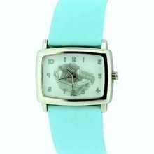 Me To You Ladies Girls Teddy Square Silver Blue Leather Strap Watch Gift Boxed