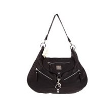 MEDICHI Italian Made Black Leather Flap Hobo Bag