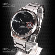 Men Fashion Black Sport Quartz Wristwatch Red Date Stainless Steel B