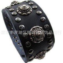 Men/Women clothing bag collocation flower rivets Genuine Leather Brac