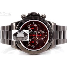 Mens Black Pvd Dlc Coated Daytona Black And Red Accented Dial Automa