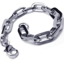 Men's Boy's Silver Stainless Steel Charm Links Bracelet