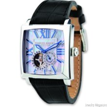 Men's Charles Hubert Black Leather Automatic Watch