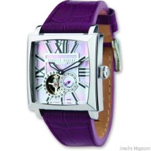 Men's Charles Hubert Purple Leather Automatic Watch