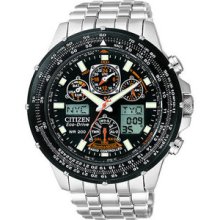 Mens Citizen Ecodrive Skyhawk A.t Flight Chronograph Stainless Watch Jy0000-53e