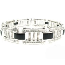 Mens Diamond 14k White Gold Round Cut Black Color Bracelet 2.00ct