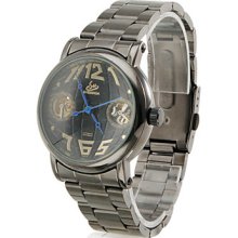 Men's Earth Style Alloy Analog Automatic Wrist Watch (Black)