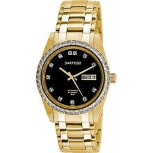 Men's Gold Tone Automatic Dress Black Dial
