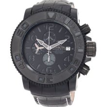 Mens Invicta 0604 Reserve Swiss Made Automatic Chronograph Black Leather Watch