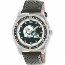 Men's Leather Strap Miami Dolphins Stainless