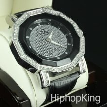 Mens Luxury Designer Style Flower Bling Face 50 Cents Fashion Hip Hop Watch