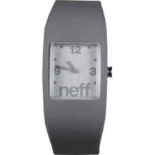 Mens Neff Bandit Solid Grey Silver Slip On Square Face Analog Wrist Watch
