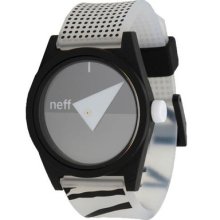 Mens Neff Daily Wild Stealth Round Face Black White Analog Wrist Watch